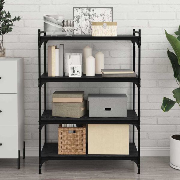 vidaXL Scaffale 4 pcs Nero 80 x 40 x 1,5 cm Legno multistrato