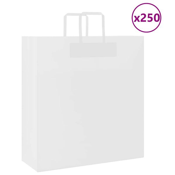 vidaXL Sacchetti di Carta 250 pz con Manici Bianchi 45x17x48 cm