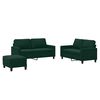 vidaXL Set di Divani 3 pz con Cuscini Verde scuro in Velluto