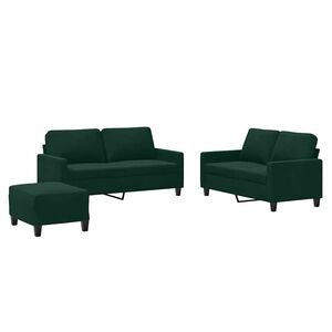 vidaXL Set di Divani 3 pz con Cuscini Verde scuro in Velluto