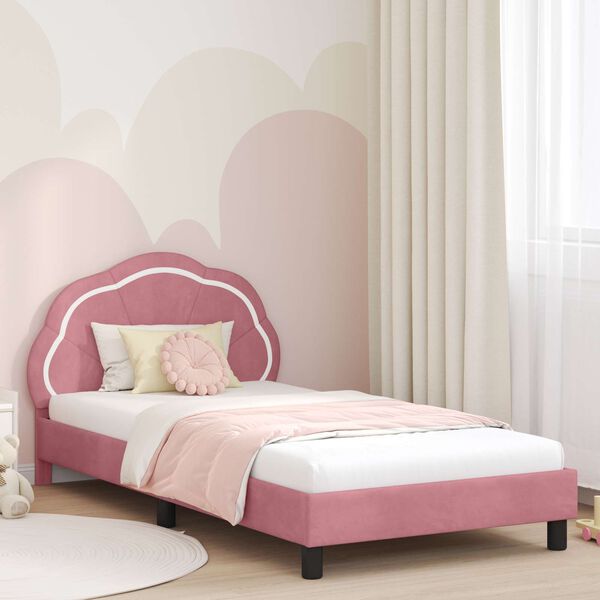 vidaXL Struttura letto bambini con testata Rosa 90 x 200 cm Velluto