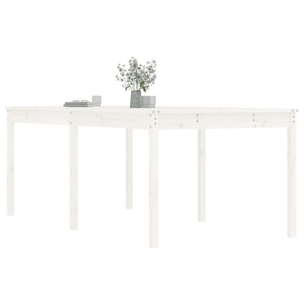 vidaXL Tavolo da Giardino Bianco 203,5x100x76cm Legno Massello di Pino
