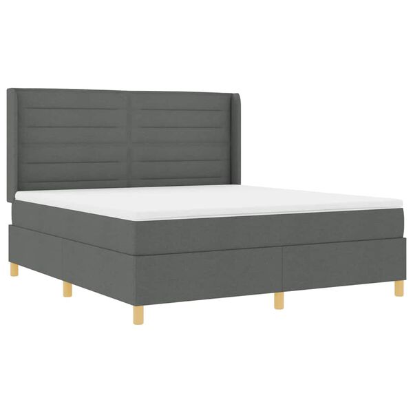 vidaXL Letto a molle con materasso Grigio scuro 180 x 200 cm Tessuto