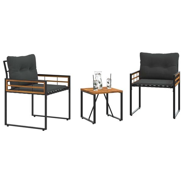 vidaXL Set di Mobili da Esterno con cuscino 3 pcs Grigio tenue