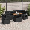 vidaXL Set Divani da Giardino con Cuscini 7pz Nero Polyrattan