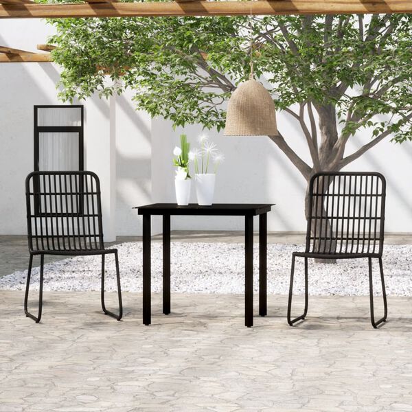 vidaXL Set da Pranzo da Giardino 3 pz Nero