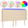 vidaXL Testiera a LED Crema 163x16x118/128 cm in Tessuto