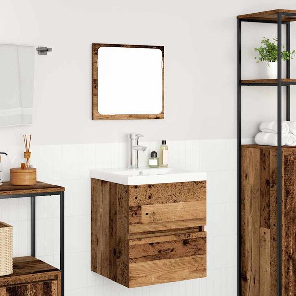 vidaXL Set di mobili per il bagno 2 pcs Legno Antico e Bianco