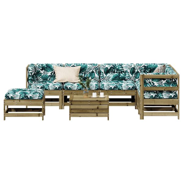 vidaXL Set Divani da Giardino 8pz con Cuscini Legno Impregnato di Pino