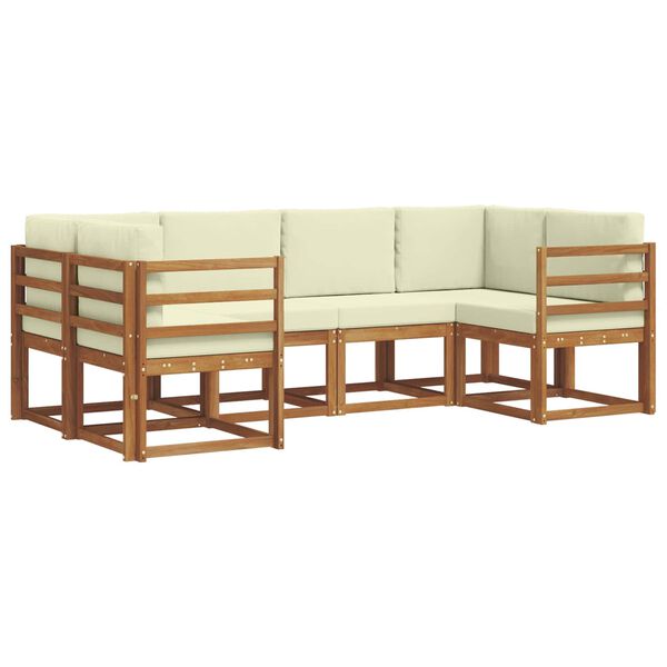 vidaXL Set di divani da esterno con cuscino 6 pcs Naturale e Crema