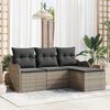 vidaXL Set Divano da Giardino con cuscino 4 pcs Grigio Poly Rattan