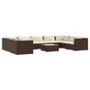 vidaXL Set Divani da Giardino 10 pz con Cuscini in Polyrattan Marrone