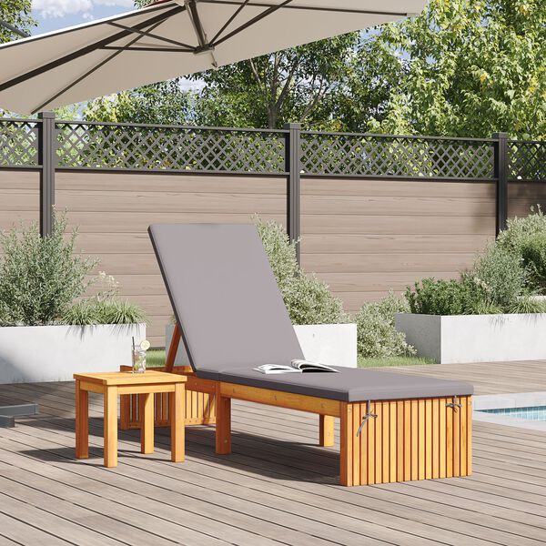 vidaXL Lettino da sole con cuscino 1-persona Marrone 200 x 55 x 94cm