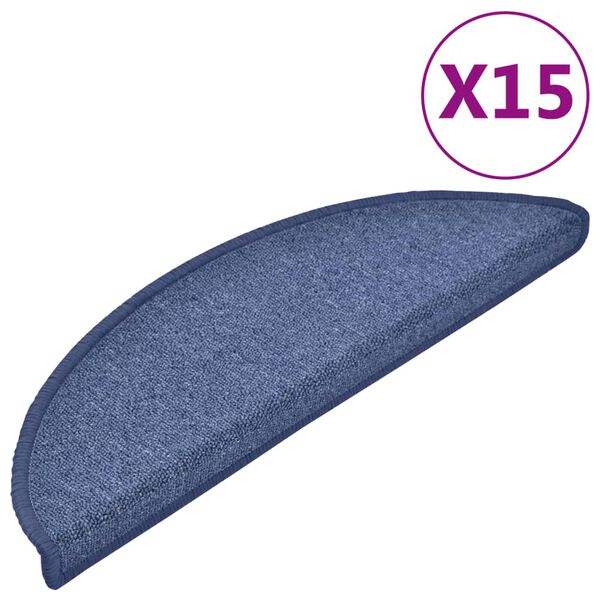 vidaXL Tappetini per scale 15 pz 56x17x3 cm blu semicircolari