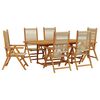 vidaXL Set Pranzo da Giardino 7 pz Beige Polipropilene/ Legno Massello