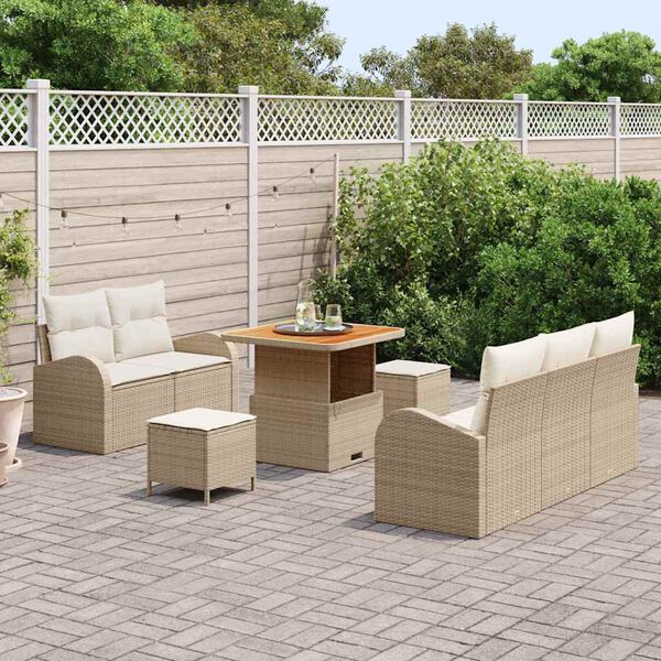 vidaXL Set Divano da Giardino con cuscino 8 pcs Beige polyrattan