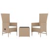 vidaXL Set Mobili da Giardino 3 pz Beige Polyrattan e Acciaio