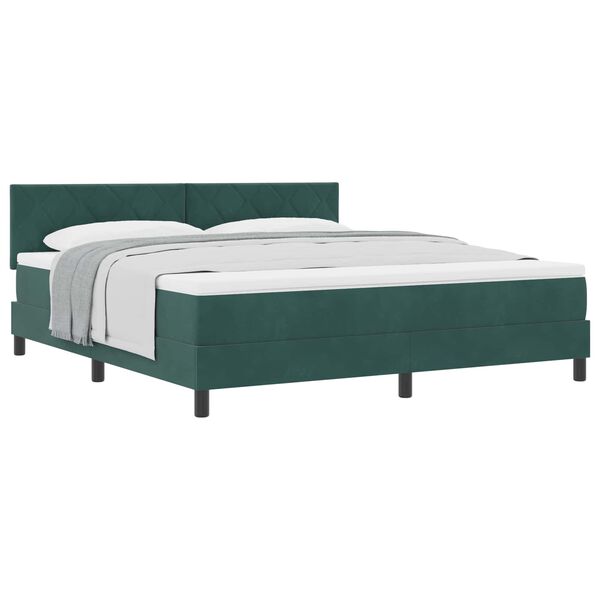 vidaXL Letto a molle con materasso Verde Scuro 180 x 200 cm Velluto