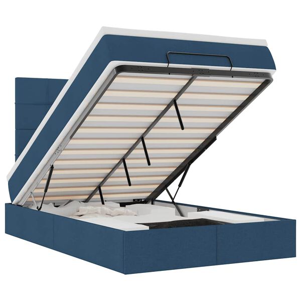 vidaXL Struttura Letto Pouf con Materasso Blu 120x190 cm in Tessuto