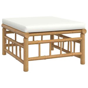 vidaXL Poggiapiedi da Giardino con Cuscino Bianco Crema in Bamb&ugrave;