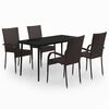 vidaXL Set da Pranzo da Giardino 5 pz Marrone e Nero
