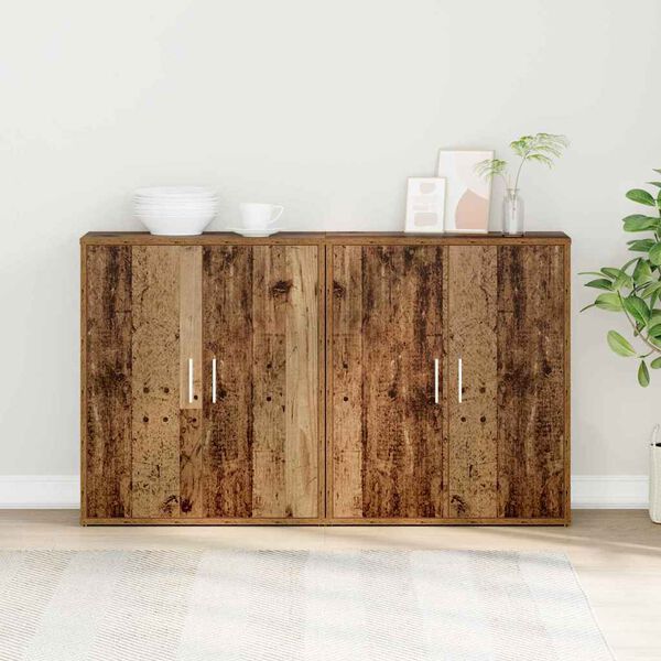 vidaXL Credenza 2 pcs Legno vecchio 60 x 31 x 70 cm Legno multistrato