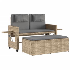 vidaXL Panca Reclinabile da Giardino con Cuscini Beige in Polyrattan