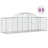 vidaXL Cesti Gabbioni ad Arco 3 pz 200x50x60/80 cm Ferro Zincato