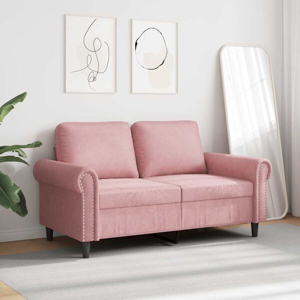vidaXL Divano a 2 Posti Rosa 120 cm in Velluto