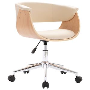 vidaXL Sedia da Ufficio Girevole Crema in Legno Piegato e Similpelle