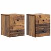 vidaXL Mobiletto da notte a muro 2 pcs Legno antico 34,5 x 33 x 40 cm