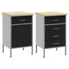 vidaXL Mobile da lavoro con ruota 2 pcs Nero e Grigio 75 x 45 x 85 cm