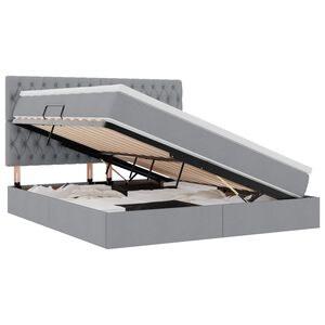 vidaXL Letto con contenitore e LED con led Grigio chiaro 160 x 200 cm