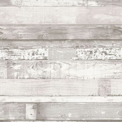 Noordwand Carta da Parati Homestyle Wood Bianco Avorio e Grigio