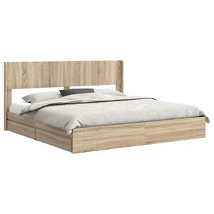 vidaXL Struttura del letto con stoccaggio e testata Rovere Sonoma