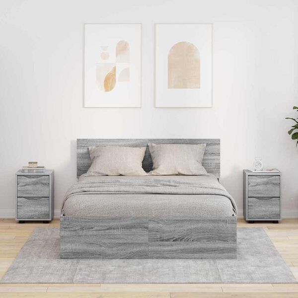 vidaXL Comodini con cassetto 2 pcs Grigio Sonoma 30,5 x 30 x 43 cm