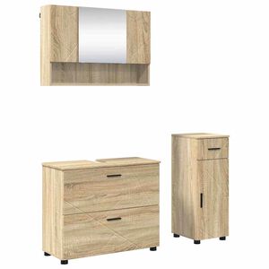 vidaXL Set di mobili per il bagno 3 pz Rovere Sonoma
