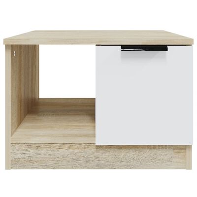 vidaXL Tavolino Bianco e Rovere Sonoma 50x50x36 cm Legno Multistrato