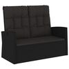 vidaXL Panca da Giardino Reclinabile con Cuscini 118cm Polyrattan Nero