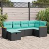 vidaXL Set Divano da Giardino 6 pz con Cuscini Nero in Polyrattan