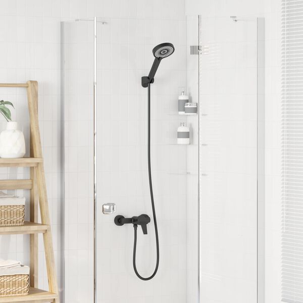 vidaXL Set di doccia con soffione Nero G 1 / 2 pollici Ottone