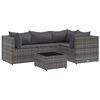 vidaXL Set Divani da Giardino 5 pz con Cuscini in Polyrattan Grigio