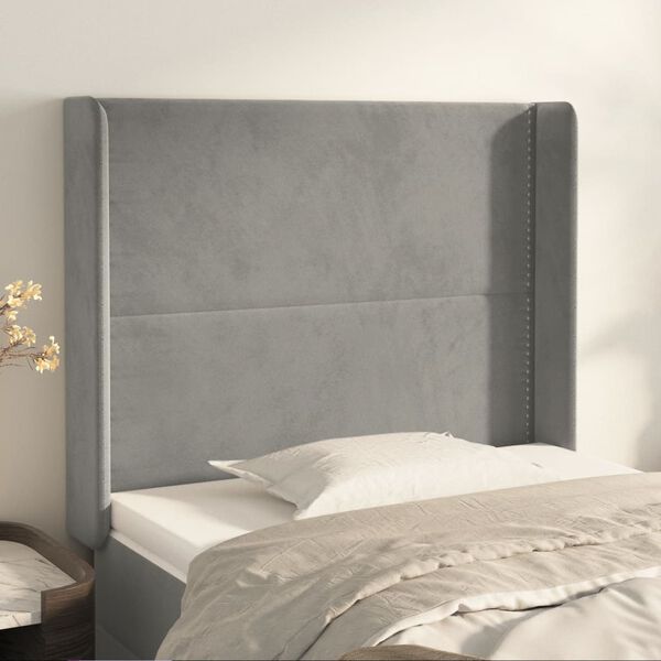 vidaXL Testiera ad Orecchio Grigio Chiaro 83x16x118/128 cm in Velluto