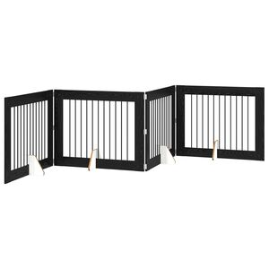vidaXL Cancello per cani pieghevole con supporti 4 pz Rovere Nero