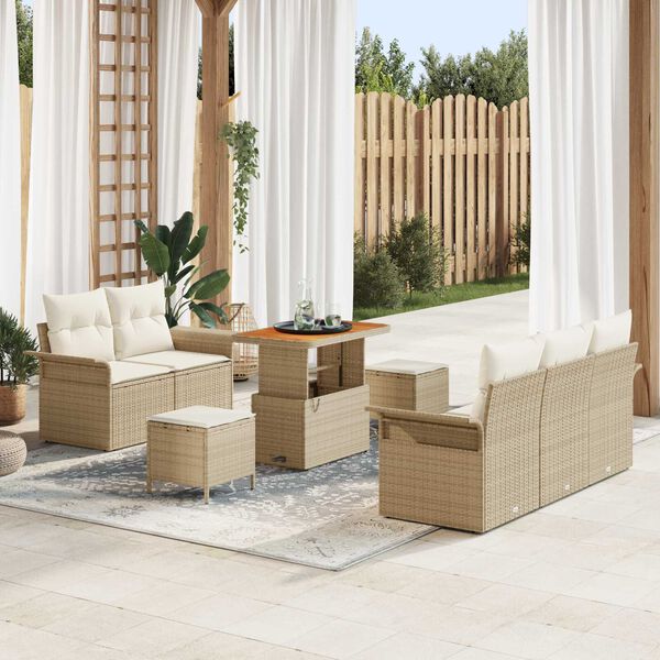 vidaXL Set Divano da Giardino 8 pcs Beige polyrattan