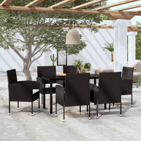 vidaXL Set da Pranzo da Giardino 7 pz Nero