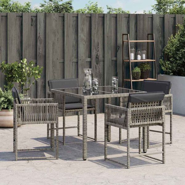 vidaXL Sedie da Giardino con Cuscini 4pz Grigio in Polyrattan