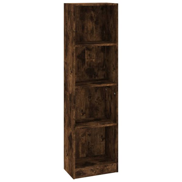 vidaXL Libreria a 4 Ripiani Rovere Fumo 40x24x143 cm Legno Multistrato