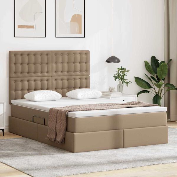 vidaXL Letto con contenitore e LED Cappuccino 140 x 200 cm