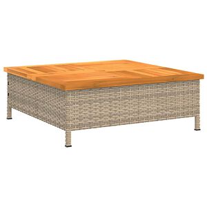 vidaXL Tavolo da Giardino Beige 70x70x25cm in Rattan e Legno di Acacia